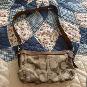 Vintage Coach Tan and Brown Shoulder Bag